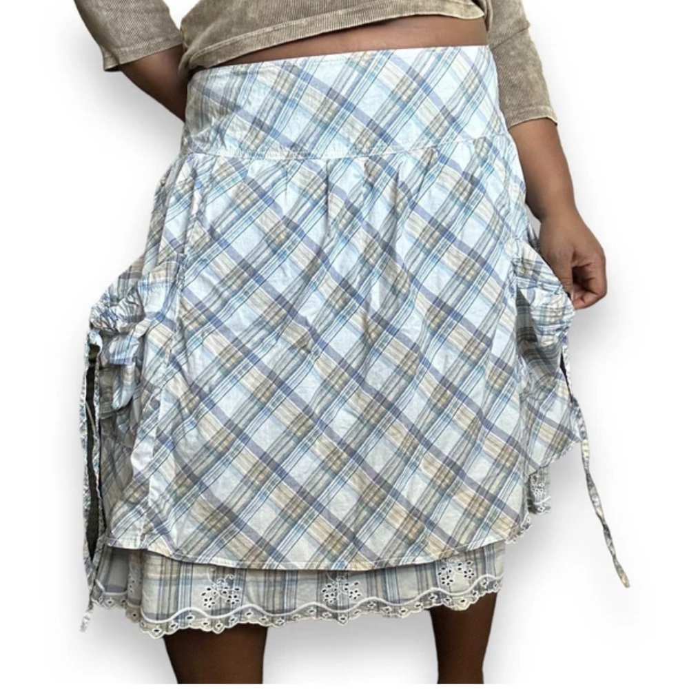 Y2K Venezia picnic plaid bubble pockets cotton skirt Sz 22 - Picture 1 of 10